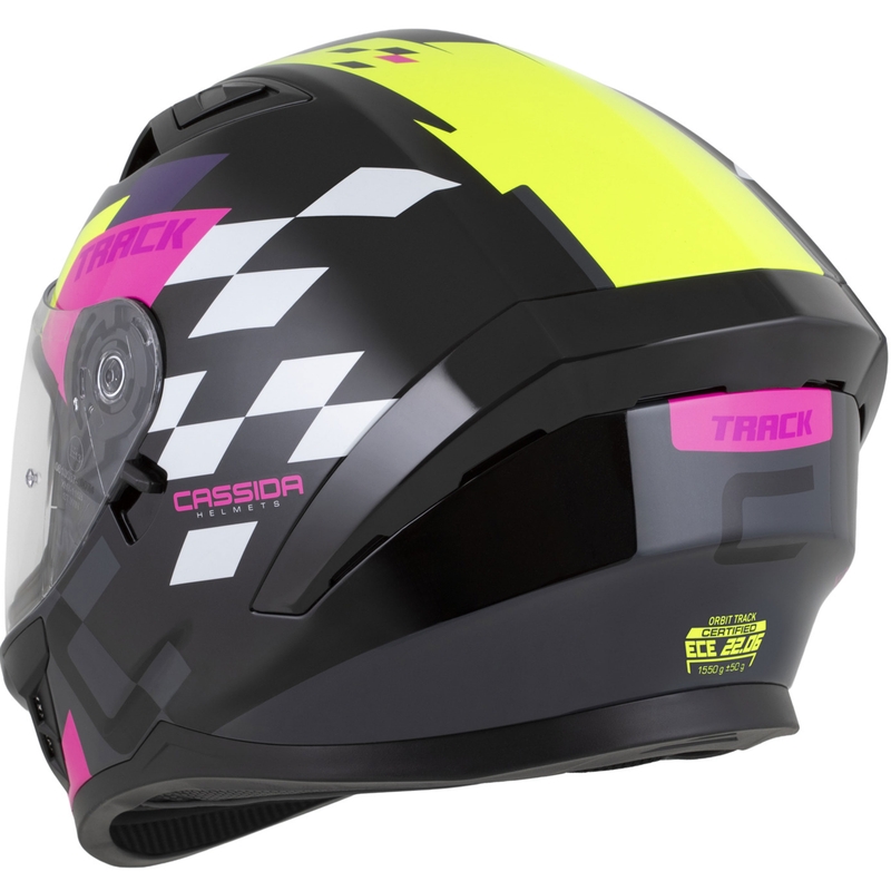 Cassida Orbit Track Integralhelm Motorrad schwarz-pink-lila-fluo gelb-weiß