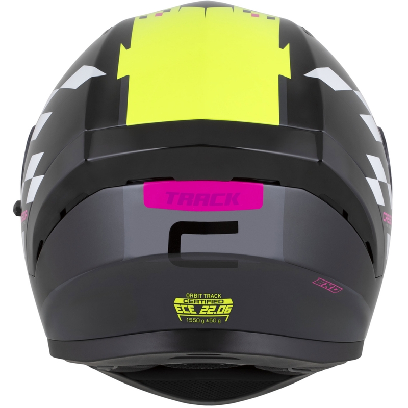 Cassida Orbit Track Integralhelm Motorrad schwarz-pink-lila-fluo gelb-weiß