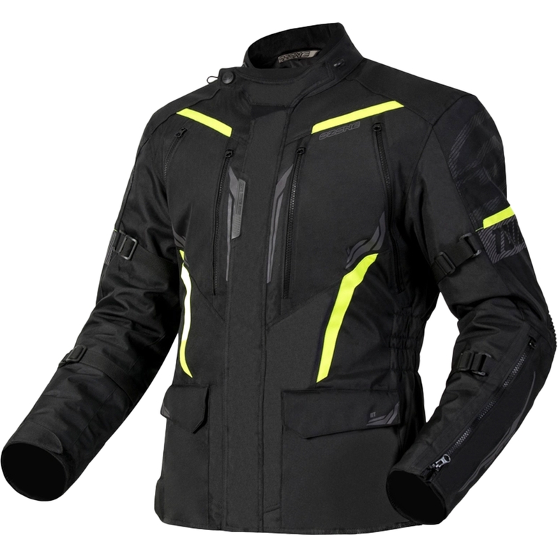 Motorradjacke Ozone Tour III schwarz-anthrazit-fluo gelb