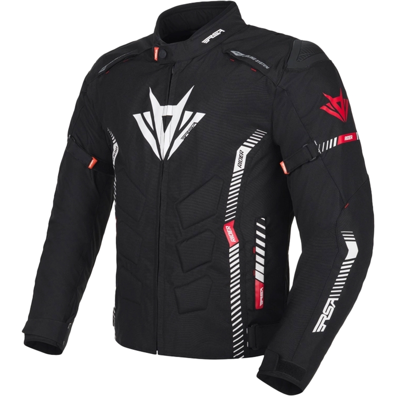 Motorradjacke RSA Rider schwarz-weiß-rot