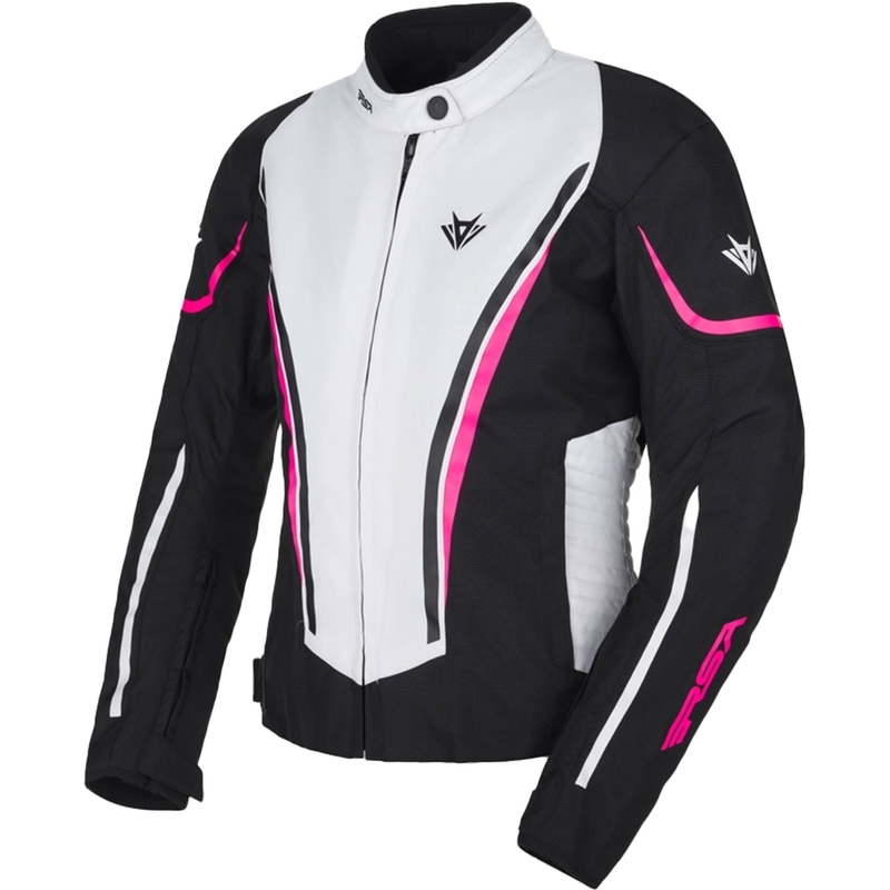 RSA Wasp Damen-Motorradjacke weiß-schwarz-rosa