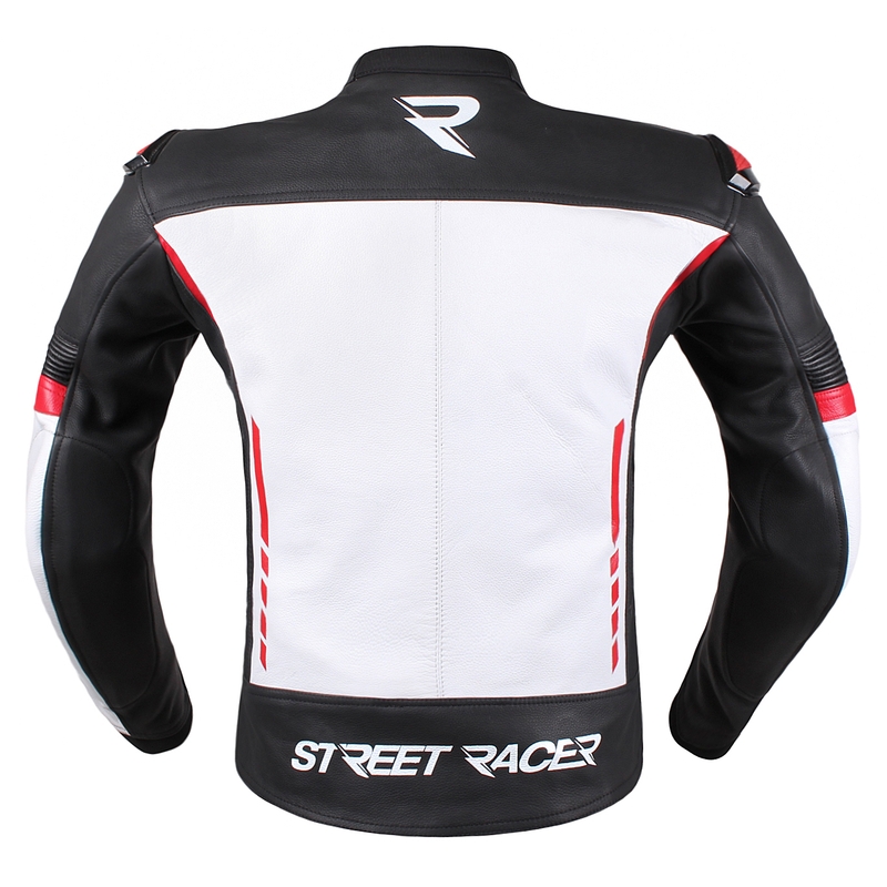 Street Racer Bexter Schwarz, Weiß und Rot Motorrad Jacke Ausverkauf