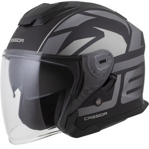 Cassida Jet Tech 2.0 RoTo Jet-Face-Motorradhelm, matt schwarz-grau-weiß