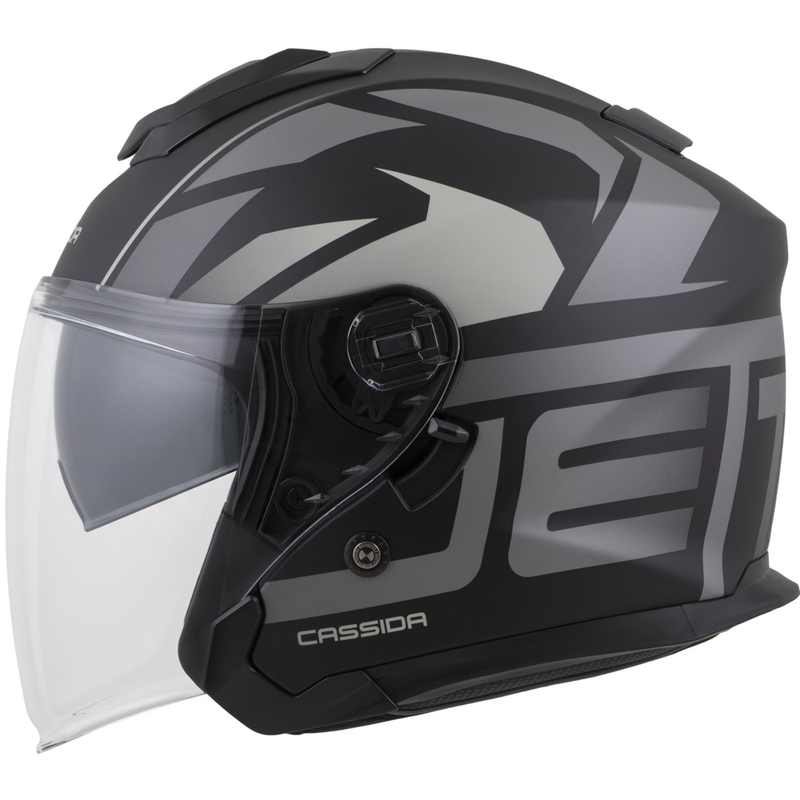 Cassida Jet Tech 2.0 RoTo Jet-Face-Motorradhelm, matt schwarz-grau-weiß