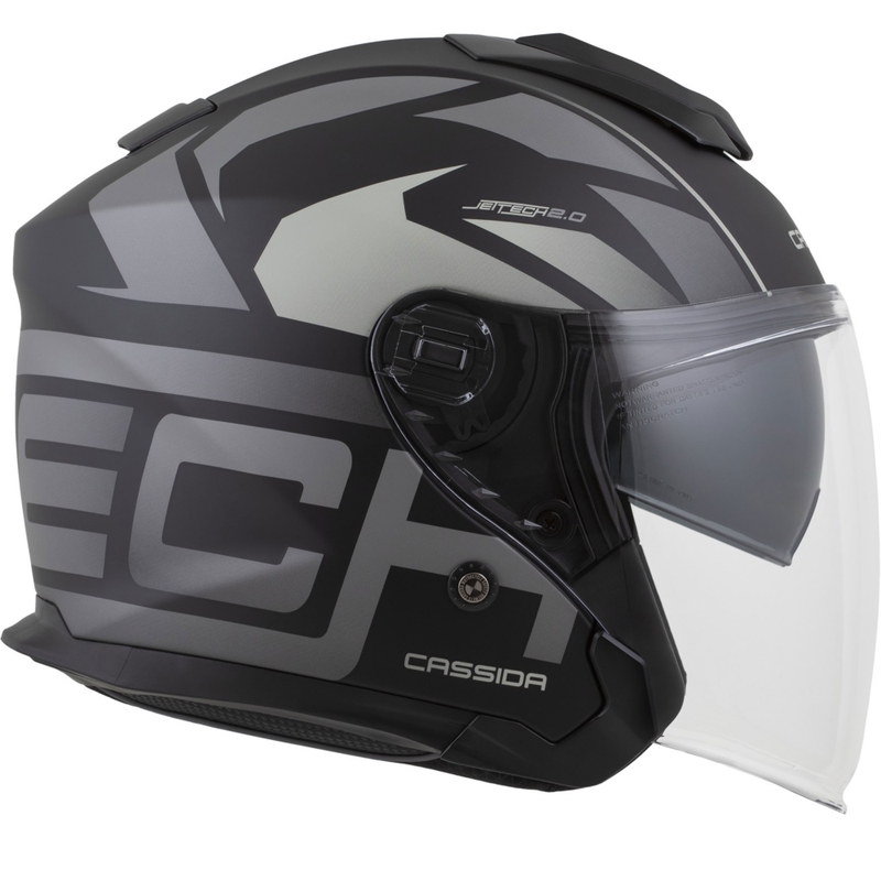 Cassida Jet Tech 2.0 RoTo Jet-Face-Motorradhelm, matt schwarz-grau-weiß