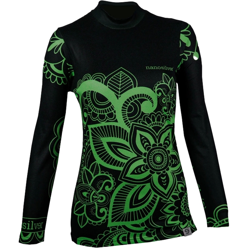 Damen-Thermoshirt nanosilver® Flower grün - langarm