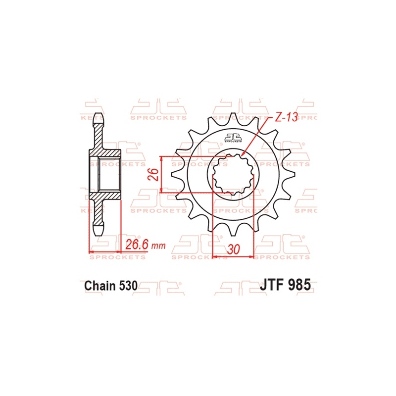 Ritzel JT 19T, 530 rubber cushioned