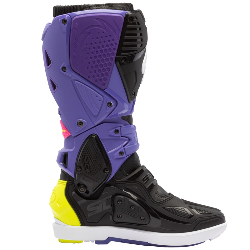 Motorradstiefel SiDi Crossfire 3 SRS lila-schwarz-fluoreszierend gelb