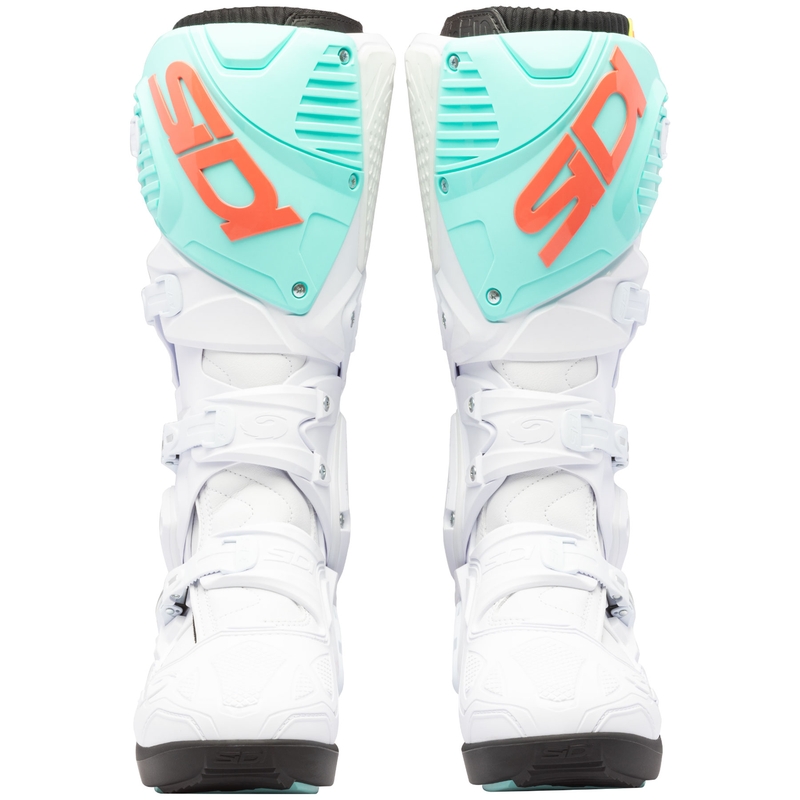 Motorradstiefel SiDi Crossfire 3 SRS weiß-fluoreszierend mint-fluoreszierend korallenrot