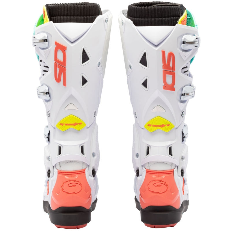 Motorradstiefel SiDi Crossfire 3 SRS weiß-fluoreszierend mint-fluoreszierend korallenrot