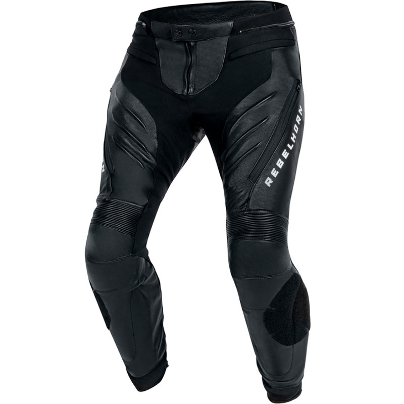 Rebelhorn Veloce Motorradhose aus Leder, schwarz-weiß