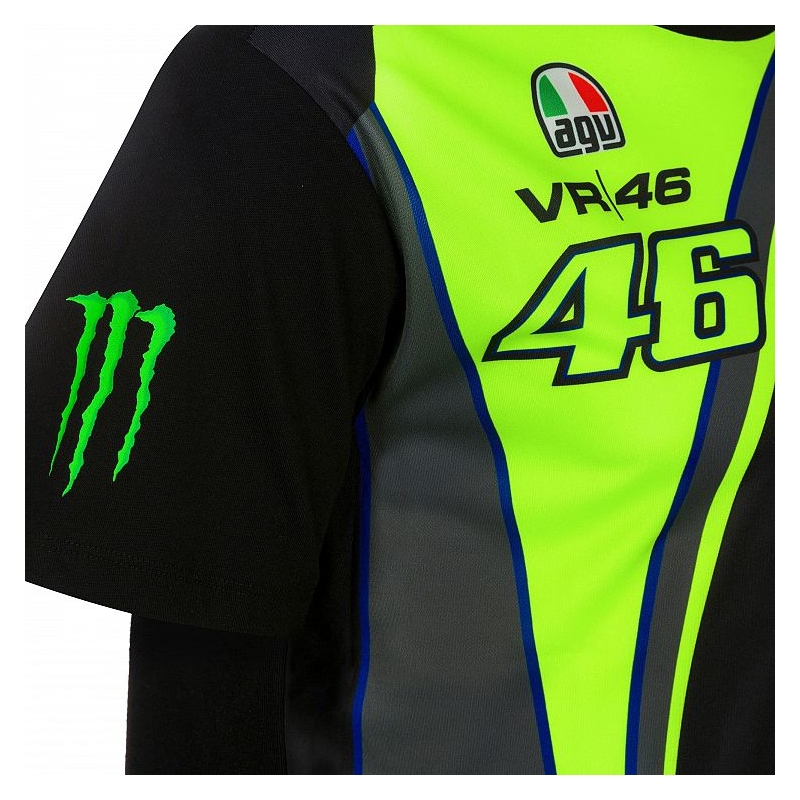 T-shirt VR46 Valentino Rossi REPLIKA MONSTER schwarz und gelb