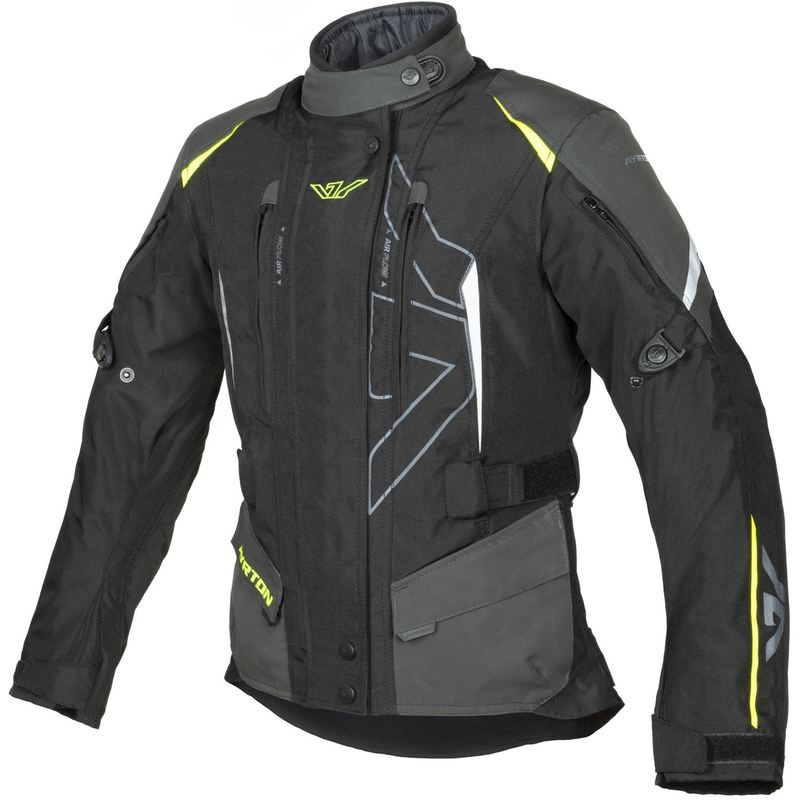 Damen-Motorradjacke Ayrton Teressa II, schwarz-grau-fluoreszierend gelb