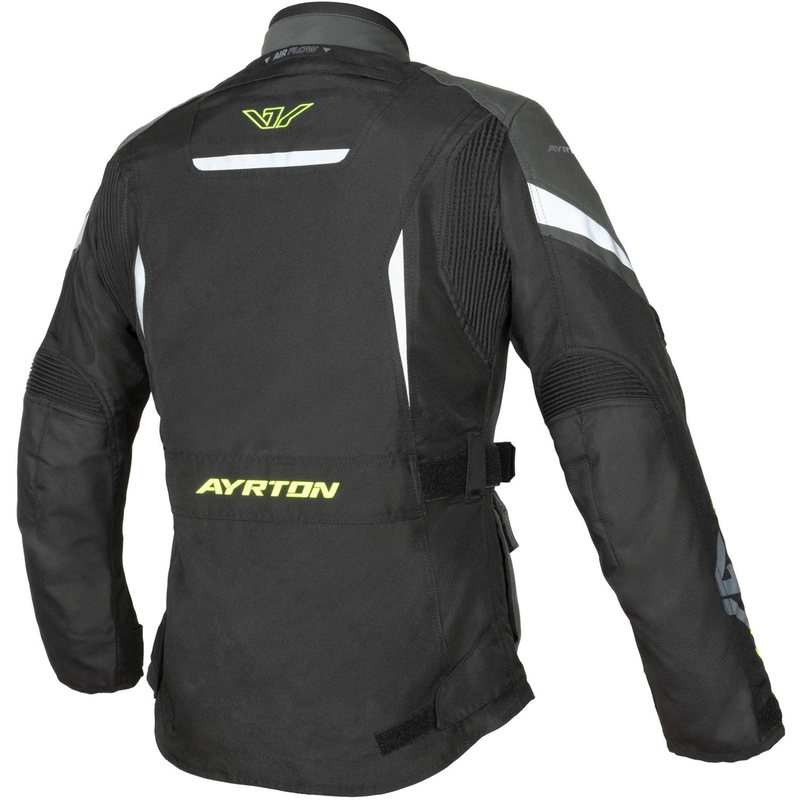 Damen-Motorradjacke Ayrton Teressa II, schwarz-grau-fluoreszierend gelb