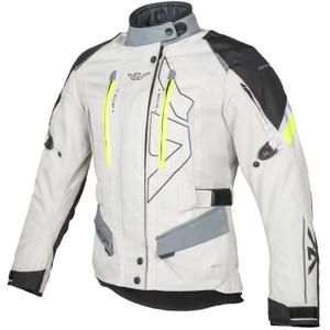 Damen-Motorradjacke Ayrton Teressa II, cremefarben-fluoreszierend gelb-grau-schwarz
