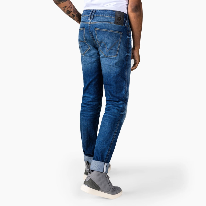 Revit Carlin SK Extra Cropped Motorcycle Jeans Blau