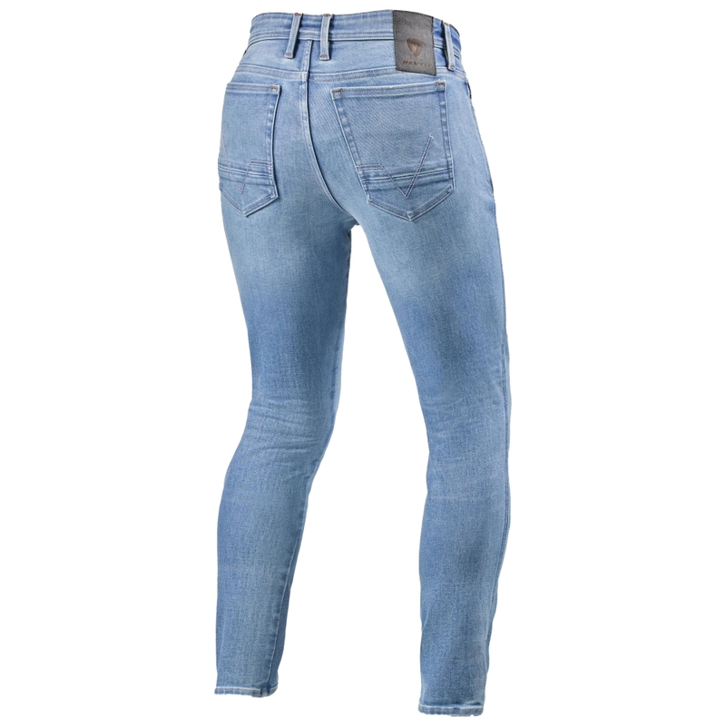 Revit Piston 3 Skinny Hellblaue Extra Cropped Motorradjeans