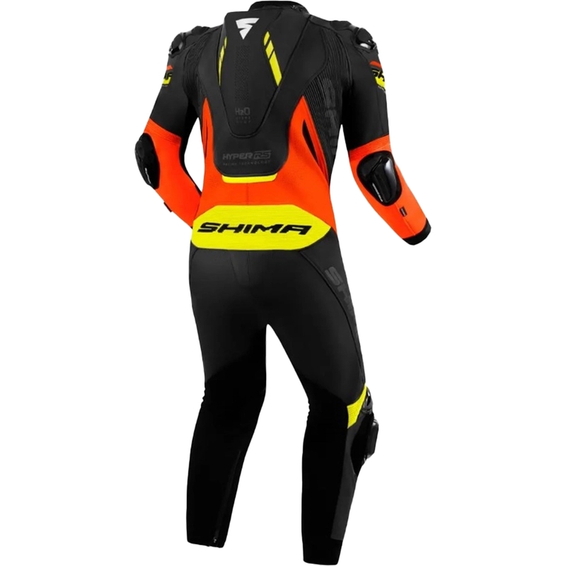 Shima Hyper-RS Motorrad-Lederkombi Schwarz-Fluo-Orange-Gelb