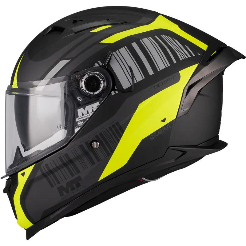 Integralhelm MT Braker SV Cockpit B13, matt schwarz-grau-fluoreszierend gelb