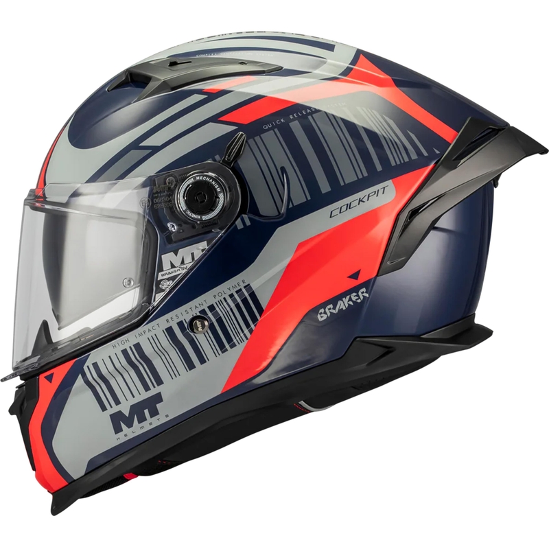 Integralhelm MT Braker SV Cockpit B5 blau-grau-rot