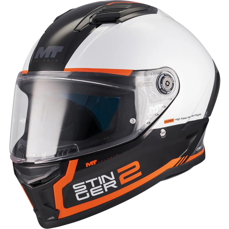 Integralhelm MT Stinger 2 Core B0 weiß-schwarz-orange