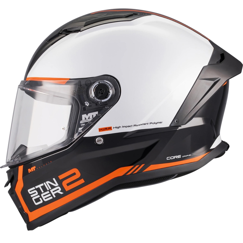 Integralhelm MT Stinger 2 Core B0 weiß-schwarz-orange