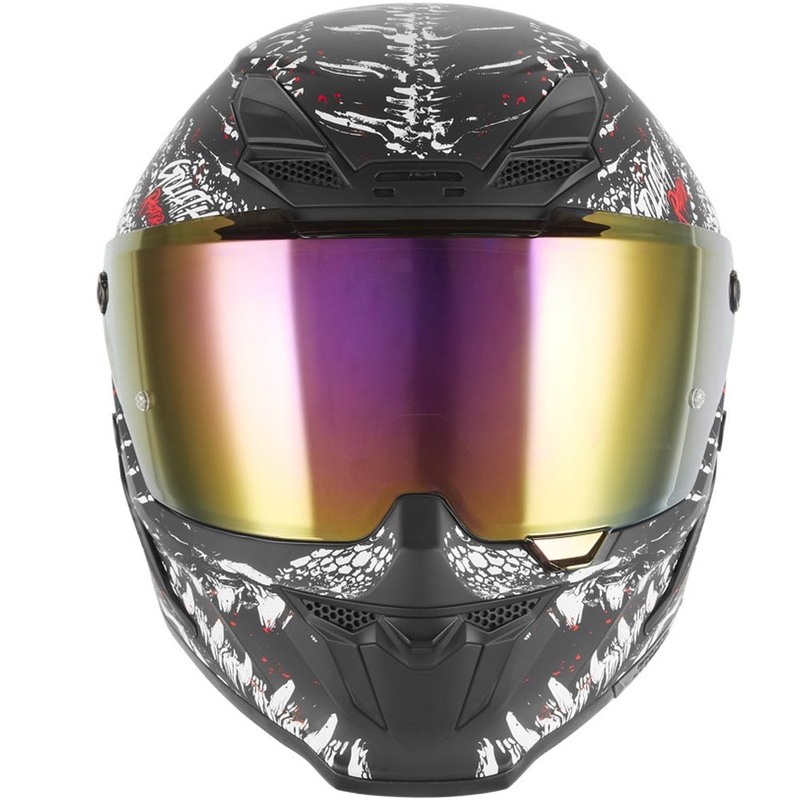NOX Exklusiv Goliath Raptor Integralhelm für Motorräder, matt schwarz-weiß-rot