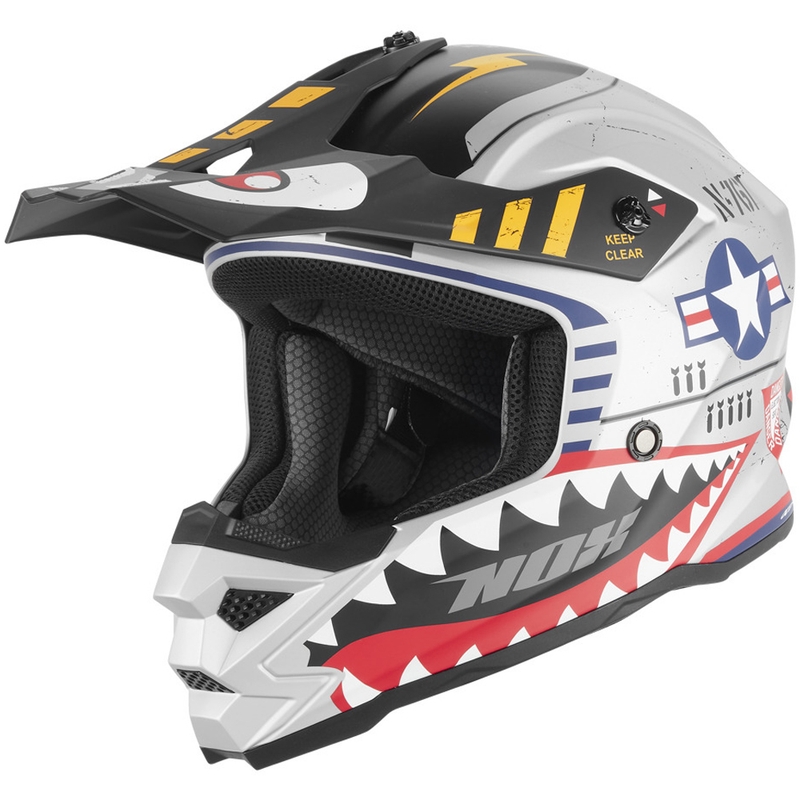 NOX N761 Fly Fighter Kinder-Motocrosshelm Silber-Mehrfarbig
