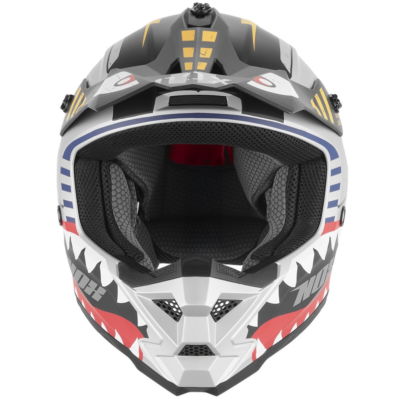 NOX N761 Fly Fighter Kinder-Motocrosshelm Silber-Mehrfarbig