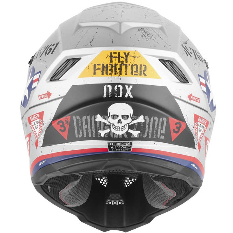 NOX N761 Fly Fighter Kinder-Motocrosshelm Silber-Mehrfarbig