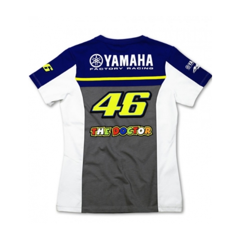 Damen-T-Shirt VR46 Valentino Rossi Yamaha Dual blau-grau