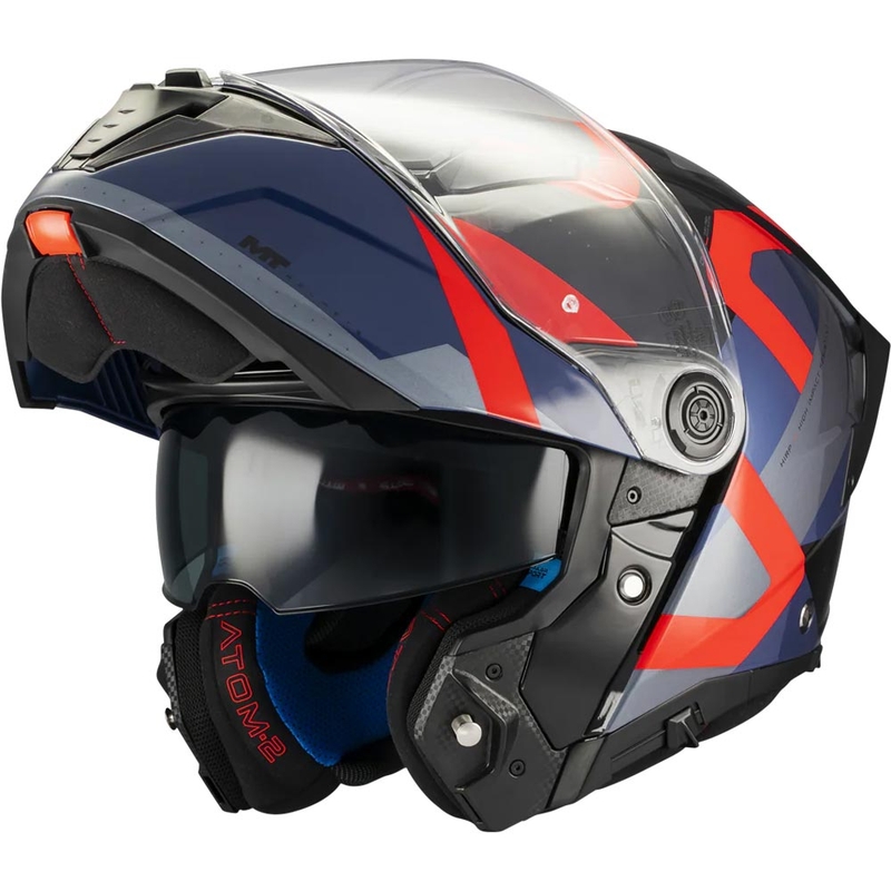 Klappbarer Motorradhelm MT Atom 2 SV Dexter B15 blau-schwarz-rot