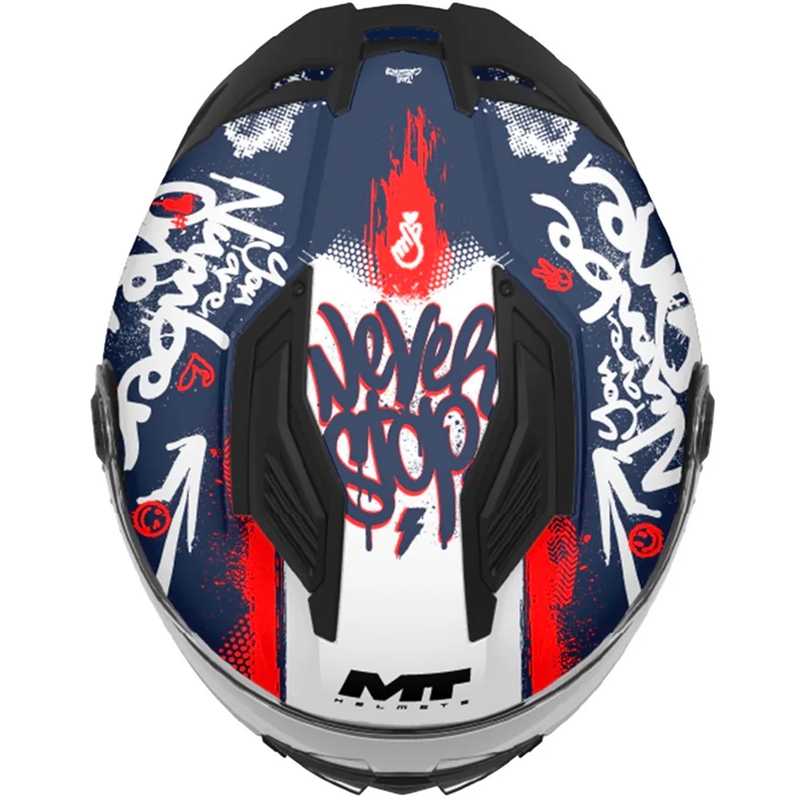 MT Stinger 2 Rocket C17 Kinder-Integralhelm für Motorräder, blau-rot-weiß