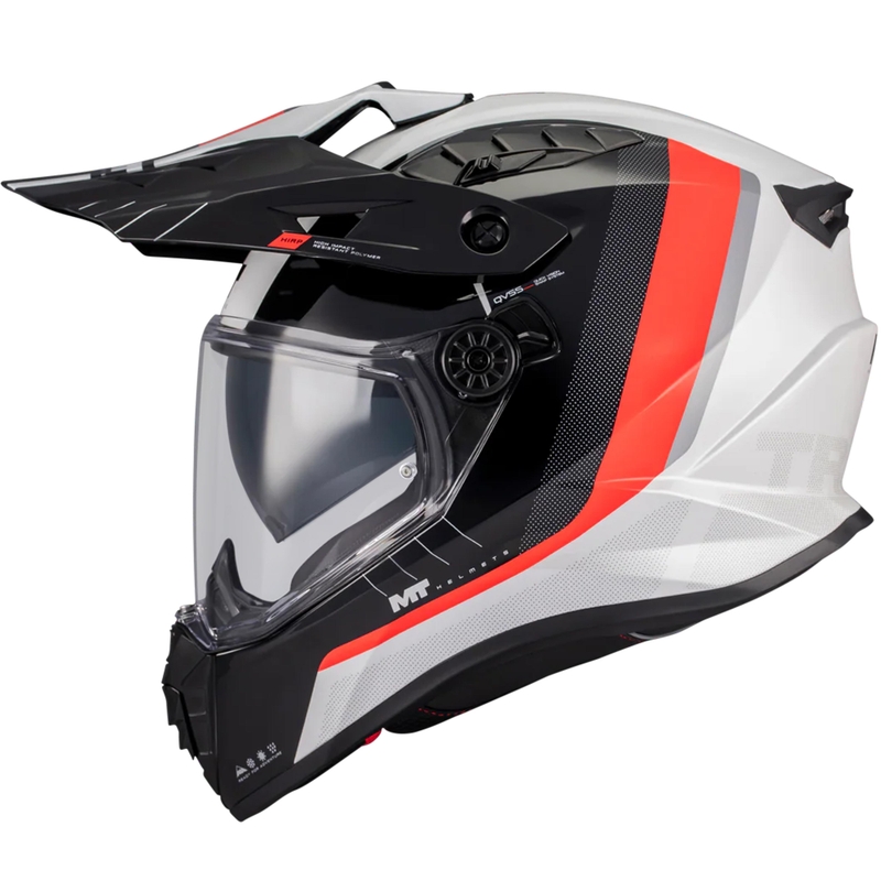 Enduro-Motorradhelm MT Track SV Nomad A15 weiß-schwarz-rot