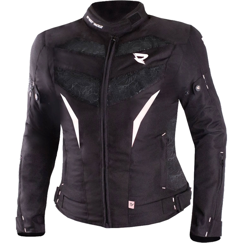 Damen-Motorradjacke Street Racer Rose schwarz-weiß