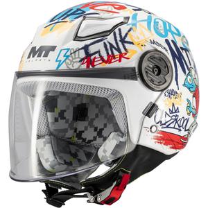 Kinder-Motorradhelm mit offenem Visier MT Lite Crew A5 weiß-blau-rot