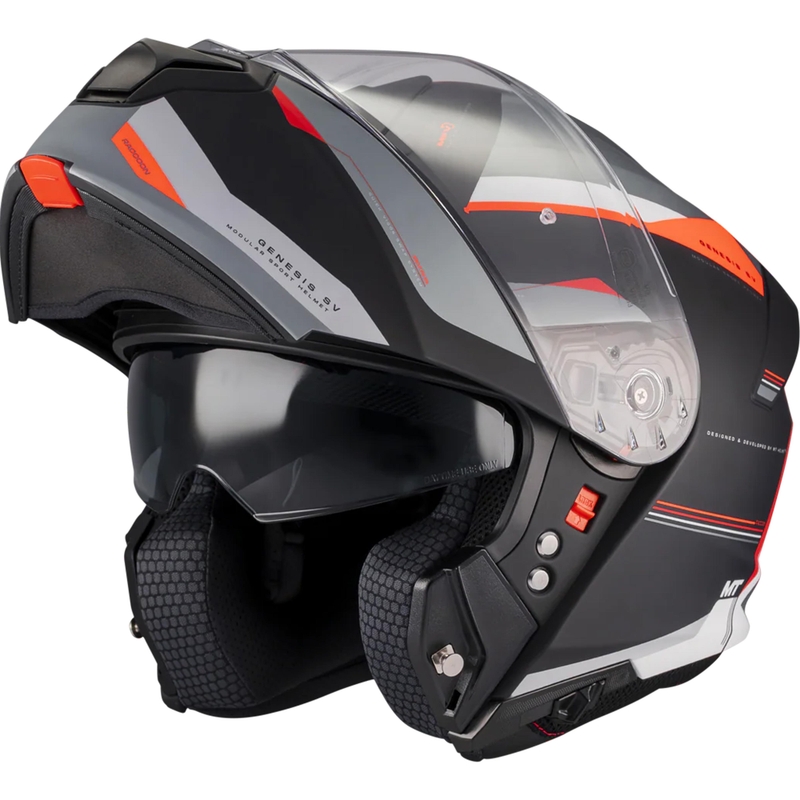 Klappbarer Motorradhelm MT Genesis SV Raccoon B5 schwarz-rot