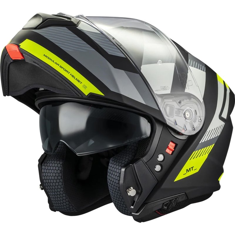 Klappbarer Motorradhelm MT Genesis SV Stroke B13, matt schwarz-grau-fluoreszierend gelb