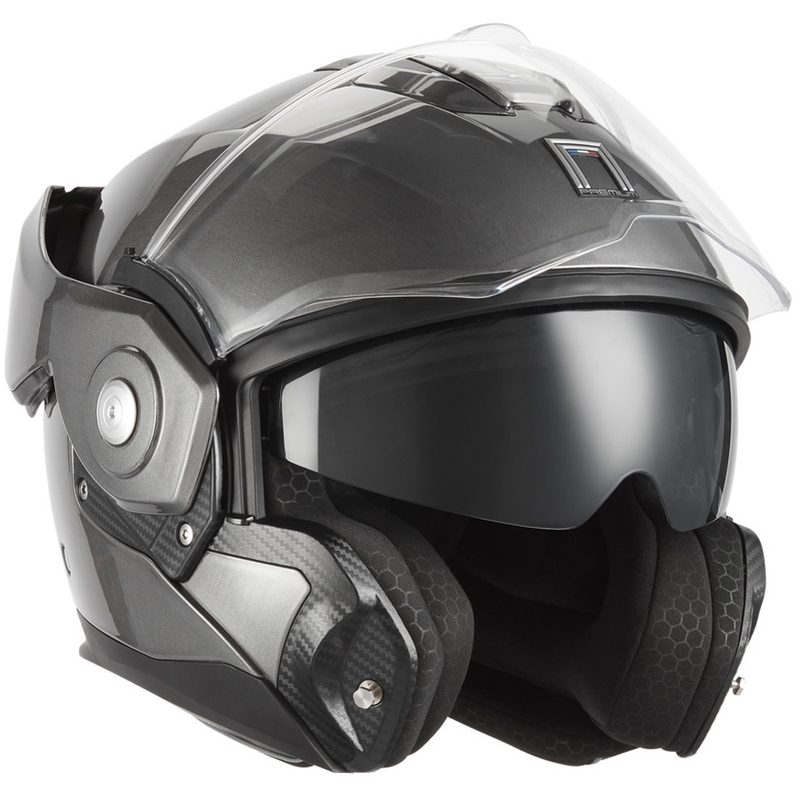 NOX PREMIUM Spinner Klapphelm für Motorräder, mattes Titan