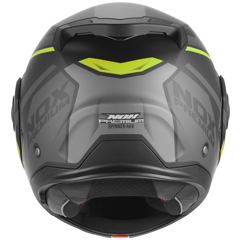 NOX PREMIUM Spinner Ark Klapphelm für Motorräder, matt schwarz-fluoreszierend gelb