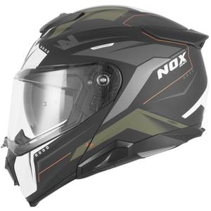 Klappbarer Motorradhelm NOX N967 Conquer, matt schwarz-khaki-orange