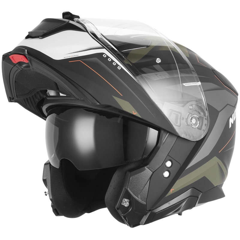 Klappbarer Motorradhelm NOX N967 Conquer, matt schwarz-khaki-orange