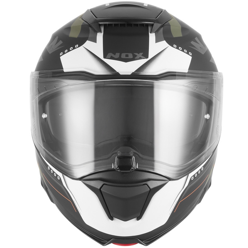 Klappbarer Motorradhelm NOX N967 Conquer, matt schwarz-khaki-orange