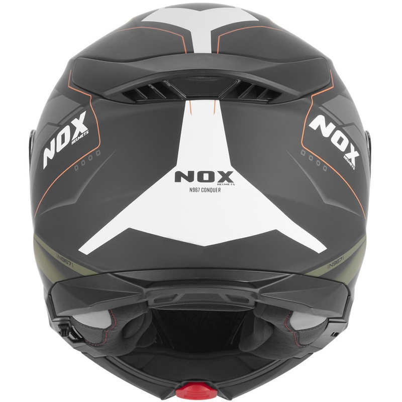 Klappbarer Motorradhelm NOX N967 Conquer, matt schwarz-khaki-orange