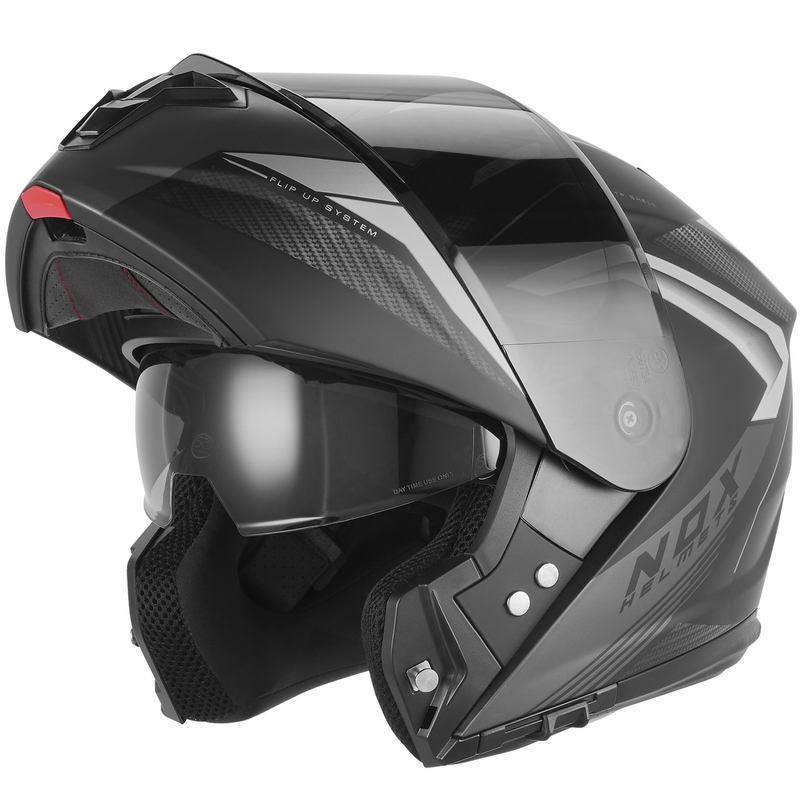 Klappbarer Motorradhelm NOX N968 Shift, matt schwarz-silber