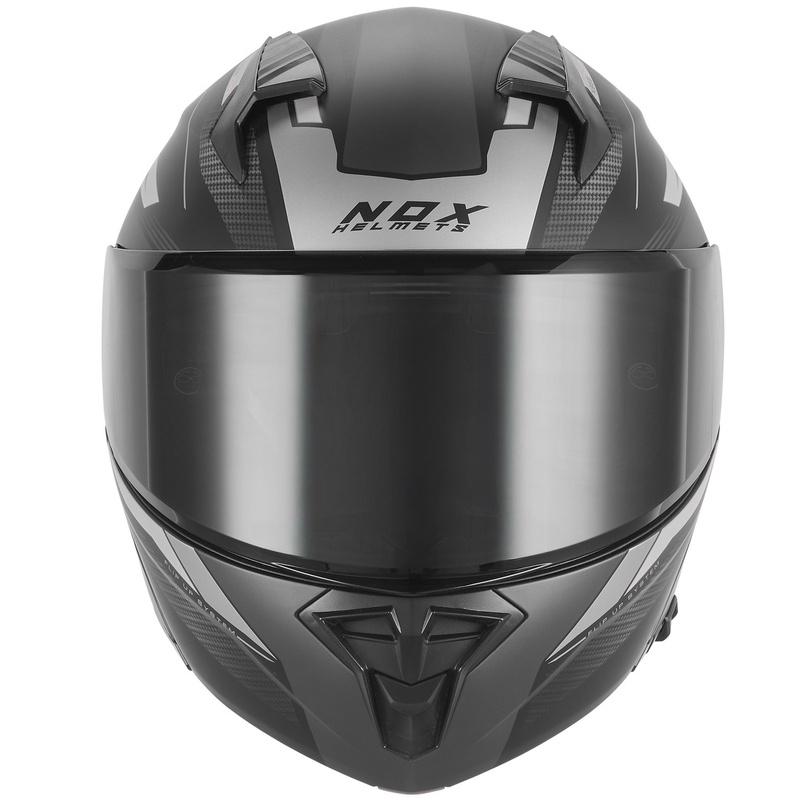 Klappbarer Motorradhelm NOX N968 Shift, matt schwarz-silber