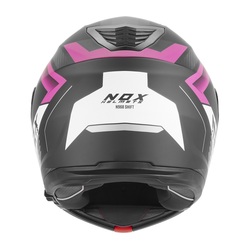Klappbarer Motorradhelm NOX N968 Shift, matt schwarz-weiß-rosa