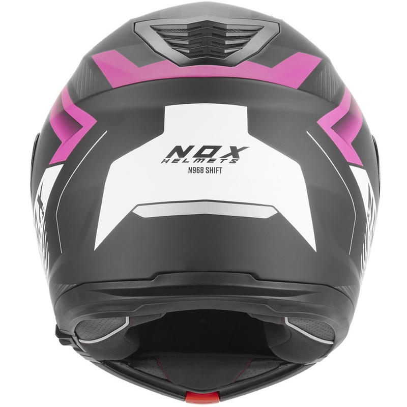 Klappbarer Motorradhelm NOX N968 Shift, matt schwarz-weiß-rosa