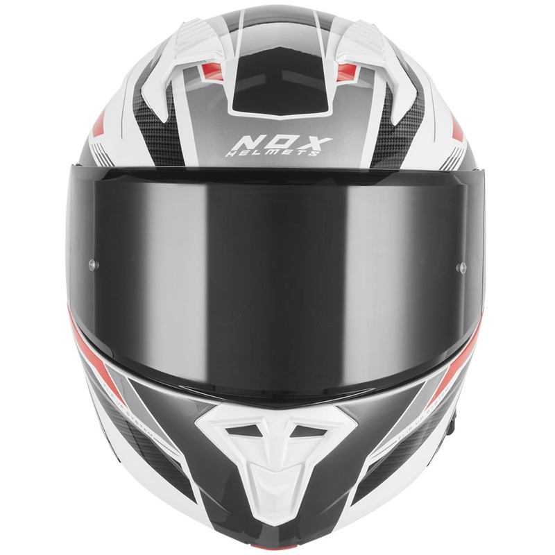 Klappbarer Motorradhelm NOX N968 Shift weiß-rot