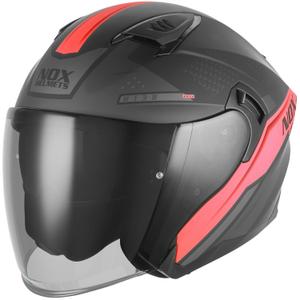 Offener Motorradhelm NOX N130 EKTO matt schwarz-rot